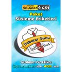 Sb Store Babalar Günü Ambalaj Hediye Paket Süsleme Etiketi Model 26 - 96 Adet 4cm - Çok Renkli - 4 cm - Pvc Etilket
