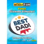 Sb Store Babalar Günü Ambalaj Hediye Paket Süsleme Etiketi Model 43 - 96 Adet 5cm - Çok Renkli - 5 cm - Pvc Etilket