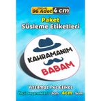 Sb Store Babalar Günü Ambalaj Hediye Paket Süsleme Etiketi Model 48 - 96 Adet 4cm - Çok Renkli - 4 cm - Pvc Etilket