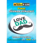 Sb Store Babalar Günü Ambalaj Hediye Paket Süsleme Etiketi Model 72 - 96 Adet 4cm - Çok Renkli - 4 cm - Pvc Etilket