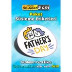 Sb Store Babalar Günü Ambalaj Hediye Paket Süsleme Etiketi Model 87 - 96 Adet 5cm - Çok Renkli - 5 cm - Pvc Etilket
