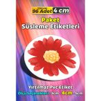 Sb Store Çiçek Temalı Ambalaj Hediye Paket Süsleme Etiketi Model 143 - 96 Adet 4cm - Çok Renkli - 4 cm - Pvc Etilket