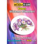Sb Store Çiçek Temalı Ambalaj Hediye Paket Süsleme Etiketi Model 339 - 96 Adet 4cm - Çok Renkli - 4 cm - Pvc Etilket