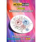 Sb Store Çiçek Temalı Ambalaj Hediye Paket Süsleme Etiketi Model 342 - 96 Adet 4cm - Çok Renkli - 4 cm - Pvc Etilket