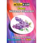Sb Store Çiçek Temalı Ambalaj Hediye Paket Süsleme Etiketi Model 350 - 96 Adet 4cm - Çok Renkli - 4 cm - Pvc Etilket