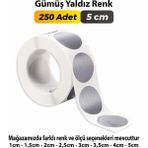 Sb Store Gümüş Yaldız Renkli Etiket Çok Amaçlı Yuvarlak Kesim Ambalaj Etiketi 5cm - 250 Adet
