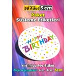 Sb Store Happy Birthday Doğum Günü Hediye Paket Süsleme Etiketi Model 81 - 96 Adet 5cm - Çok Renkli - 5 cm - Pvc Etilket
