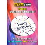 Sb Store Happy Birthday Doğum Günü Hediye Paket Süsleme Etiketi Model 83 - 96 Adet 3cm - Çok Renkli - 3 cm - Pvc Etilket