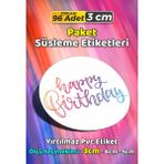 Sb Store Happy Birthday Doğum Günü Hediye Paket Süsleme Etiketi Model 84 - 96 Adet 3cm - Çok Renkli - 3 cm - Pvc Etilket