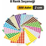 Sb Store Karışık Renkli Etiket Çok Amaçlı Yuvarlak Kesim Ambalaj Etiketi 2cm - 500 Adet - Karışık-Çok Renkli