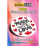 Sb Store Made With Love Ambalaj Hediye Paket Süsleme Etiketi Model 26 - 96 Adet 4cm - Çok Renkli - 4 cm - Pvc Etilket