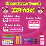 Sb Store Minnie Mouse Okul Kreş Etiketi Kalem Defter Özel Isim Yazılabilen Etiket Seti Model 14 - 224 Adet - Karışık-Çok Renkli