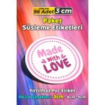 Sb Store Sevgiyle Hazırlandı Made With Love Paket Süsleme Etiketi Model 195 - 96 Adet 3cm - Çok Renkli - 3 cm - Pvc Etilket