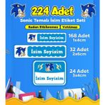 Sb Store Sonic Okul Kreş Etiketi Kalem Defter Özel Isim Yazılabilen Etiket Seti Model 20 - 224 Adet