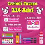 Sb Store Tavşan Okul Kreş İsim Etiketi Kalem Defter Özel İsim Yazılabilen Etiket Seti Model 1 - 224 Adet