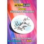 Sb Store Thank You Ambalaj Kargo Hediye Paketleme Etiketi Model 6 - 96 Adet 4cm - Çok Renkli - 4 cm - Pvc Etilket