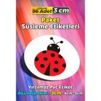 Sb Store Uğur Böceği Temalı Ambalaj Hediye Paket Süsleme Etiketi Model 154 - 96 Adet 3cm - Çok Renkli - 3 cm - Pvc Etilket