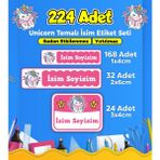 Sb Store Unicorn Okul Kreş İsim Etiketi Kalem Defter Özel İsim Yazılabilen Etiket Seti Model 45 - 224 Adet