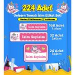 Sb Store Unicorn Okul Kreş İsim Etiketi Kalem Defter Özel İsim Yazılabilen Etiket Seti Model 46 - 224 Adet
