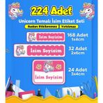 Sb Store Unicorn Okul Kreş İsim Etiketi Kalem Defter Özel İsim Yazılabilen Etiket Seti Model 48 - 224 Adet