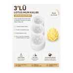 SBB 3'ü Silikon Lotus Kalıbı - Sabun, Mum, Taş tozu, Epoksi, Polyester Uyumlu Silikon Kalıp
