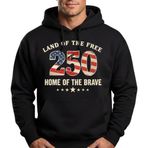 SBL SOUTH BEACH LEATHER ABD 250. Yıl Dönümü Kapüşonlu Sweatshirt 1776–2026 – Yarı Yüzüncü Yıl Bağımsızlık Günü Vatansever Kazak, Amerikan Bayrağı Özgürlük Hediyesi, siyah, XS