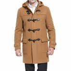 SBL SOUTH BEACH LEATHER Erkek Kapüşonlu Siyah Duffle Kaban - Kış Yün Karışımı Uzun Araba Ceketi - Toggle Düğmesi Kapatma - Erkekler için Sıcak ve Şık Palto, deve, 3XL
