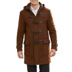 SBL SOUTH BEACH LEATHER Erkek Kapüşonlu Siyah Duffle Kaban - Kış Yün Karışımı Uzun Araba Ceketi - Toggle Düğmesi Kapatma - Erkekler için Sıcak ve Şık Palto, kahverengi, 3XL