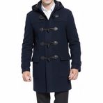 SBL SOUTH BEACH LEATHER Erkek Kapüşonlu Siyah Duffle Kaban - Kış Yün Karışımı Uzun Araba Ceketi - Toggle Düğmesi Kapatma - Erkekler için Sıcak ve Şık Palto, lacivert, 3XL