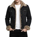 SBL SOUTH BEACH LEATHER Erkek Siyah Kot Kamyoncu Ceketi Kürk Astarlı - Sıcak Kış Tarzı - Düğmeli Ön - Günlük ve Dış Mekan Giyim, siyah, 3XL