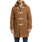 SBL SOUTH BEACH LEATHER Erkek Yün Duffle Kaban Geçiş Düğmeli - Kapüşonlu Kışlık Uzun Kaban - Erkekler için Sıcak ve Şık Palto, deve, XXL