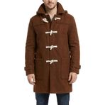 SBL SOUTH BEACH LEATHER Erkek Yün Duffle Kaban Geçiş Düğmeli - Kapüşonlu Kışlık Uzun Kaban - Erkekler için Sıcak ve Şık Palto, kahverengi, L