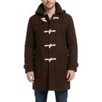 SBL SOUTH BEACH LEATHER Erkek Yün Duffle Kaban Geçiş Düğmeli - Kapüşonlu Kışlık Uzun Kaban - Erkekler için Sıcak ve Şık Palto, koyu kahverengi, S