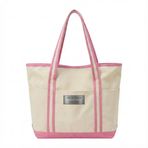 SBL SOUTH BEACH LEATHER Kadınlar için Kanvas Tote Çanta - Omuz Askılı Premium Pamuklu Kanvas Çanta - Büyük Kapasiteli Alışveriş, Seyahat ve Günlük Kullanım Çantası, Bej Sarı Pembe, L