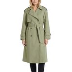 SBL SOUTH BEACH LEATHER Kadın's Pamuklu Klasik Kruvaze Trençkot - Kemerli Uzun Palto - Tam Kollu Günlük ve Resmi Kıyafet - Tek Renk, yeşil (Olive Green), XS
