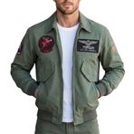 SBL SOUTH BEACH LEATHER Top Green Gun Pamuk Ceket - Cruise Maverick Tom Uçuş, Pilot, Bombacı, Havacı Kıyafeti - Cadılar Bayramı Cosplay Kostüm Erkek, yeşil, L