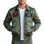 SBL SOUTH BEACH LEATHER Top Green Gun Saten Ceket - Cruise Maverick Tom Uçuş, Pilot, Bombacı, Havacı Kıyafeti - Cadılar Bayramı Cosplay Kostüm Erkek, yeşil, XL