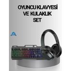 sbodurhome Işıklı Oyuncu Klavye Mouse ve Bluetooth Kulaklık Seti Türkçe Q USB