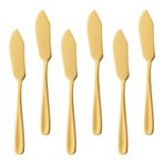 SBOMHS Küçük tereyağı bıçağı seti, paslanmaz çelik, altın, tatlı bıçağı, 6 parça, uzunluk 15,5 cm, Nutella şakası, tereyağı ve krema için