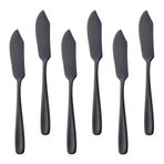 SBOMHS Küçük tereyağı bıçağı seti, paslanmaz çelik, siyah, tatlı bıçağı, 6 parça, 15,5 cm uzunluk, Nutella şaka bıçağı, tereyağı ve krema için
