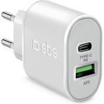 Sbs 1xUSB-A+1xUSB-C PD 20W Beyaz Şarj Cihazı