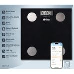 SBS-4475 Bluetooth Dijital Yağ Su Kas Vücut Kitle Endeksi Kilo Ölçer Tartı Baskül - Siyah