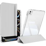 Sby Teknoloji ​​​apple iPad Pro 11 2024 Uyumlu Kılıf Magnetik Ayrılabilen Airbagli Kablosuz Kalem Şarjı-Uyku Modu Sliding Tablet Kılıfı - Gri