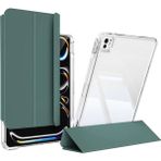 Sby Teknoloji ​​​apple iPad Pro 11 2024 Uyumlu Kılıf Magnetik Ayrılabilen Airbagli Kablosuz Kalem Şarjı-Uyku Modu Sliding Tablet Kılıfı - Koyu Yeşil