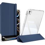 Sby Teknoloji ​​​apple iPad Pro 11 2024 Uyumlu Kılıf Magnetik Ayrılabilen Airbagli Kablosuz Kalem Şarjı-Uyku Modu Sliding Tablet Kılıfı - Lacivert