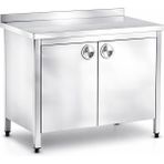 SC Sonses Concept Krom Çalışma Tezgahı, Dolaplı, Çarpma Kapılı, Krom, Paslanmaz - 290 x 60 x 85 cm