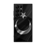 Scaleta Case Samsung Galaxy S24 Ultra ile Uyumlu Türk Bayrağı Tasarımlı Silikon Telefon Kılıfı, Siyah