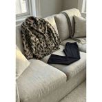 Scalı Quzu Leopar Desenlioversize Kaban - Leopar - Bej