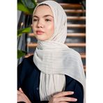 Scarf Gümüş Simli Şifon Şal - Kum Taşı Rengi -