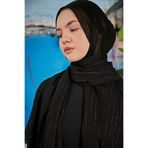 Scarf Şeffaf Çizgili Simli Şal - Siyah -